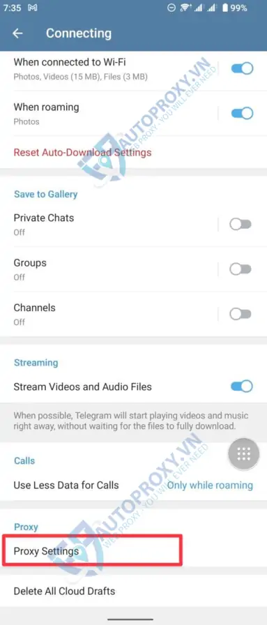 Hướng dẫn cấu hình proxy cho telegram